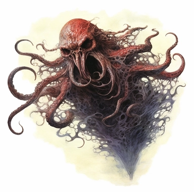 retro eldritch cosmic horror monster, white background, white border, mike mignola, andrew wyeth, gerald brom, neal adams, ivan albright, clipart, clean border