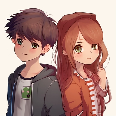 clipart of boy and girl bestfriends Simple cute beauty 8k 4d high quality