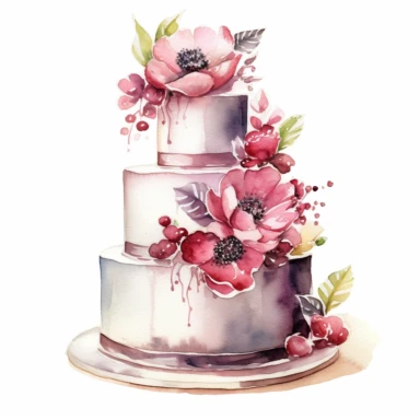 Hand drawn, watercolor, hyper realistic, white background, white margins, 16k, ultra detailed clipart, cut out image, hand-drawn, ultra HD, sharp and clean art, Engagement party cake topper. isolated,
