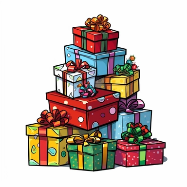 simple vector image of a pile of christmas presents clipart.