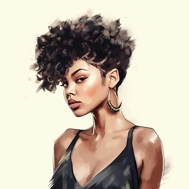 Black Woman Clipart, Pixie haircut girl PNG, Black Girl, Short Pixie hairstyle Black Woman, African American Girl Hand Drawn Art Style PNG, Printable Art Deco, Full Body Portrait