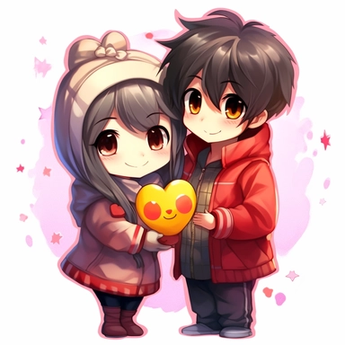 reate some anime style clipart. make them meaning love and friendship no background