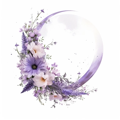 with white background, art Watercolor, Watercolor Crescent bouquet lavender and Baby's Breath floral clipart, hd, high detailed, light airy and lavender bold purple, delicate petals, pastel, muted, soft, subtle, romantic, dreamy, ultra details, high resulution, dynamic lighting, rendering, photo realistic, lightroom gallery, cinematic lighting