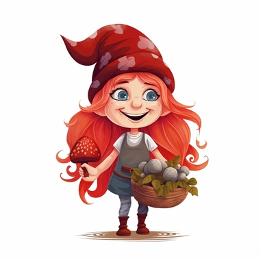 gnome woman clipart, white background