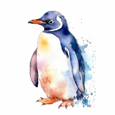 watercolor penguin clipart - watercolor clipart - watercolor bird, single design, detailed