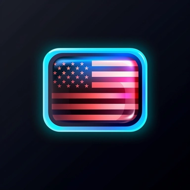 Futuristic log for User Interface vector Icon for school and education. American flag inspired with neon colors. red white and blue colors, Parotic Vibe. Warm. So real. 4k, vectctor. Hyper-Realistic. Simple. black back ground. red white and blue stroke, silhouette, clip art , in the style of Paul Rand, with colors like the American flag,4k, Realistic, strong, free, brave, vector, black-background,/ –ar 3:2 –v 5 –s 1000 –q 2