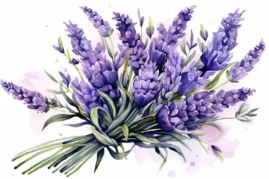 watercolor lavender bouqute , clipart,hd,on white backround,spaced out