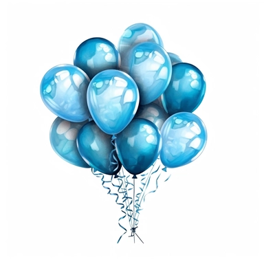 a small bundle of blue balloons, clipart, white background