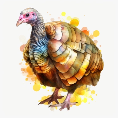 watercolor, Turkeys honeycomb big eye kawaii png Full body realistic cartoon in 32K UHD ,cute. 15 cm thick outline. Black color. There was no shadow on the ground. 8K with realistic watercolors and detailed illustrations. PNG clipart, transparent white background