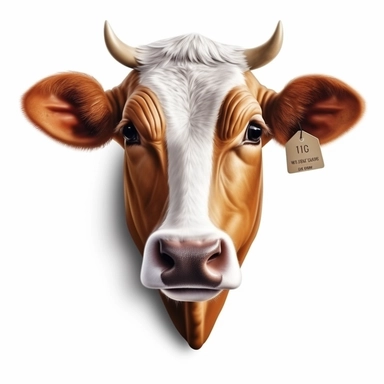 3D Super Realistic Ayrshire Cow Head Clipart