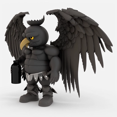 3D dark Angel Cartoon in the form of alcool with many many wings and one halo clipart mascot , with a transparent background, 128K super mega pixel, insane detail, hyper-detailed, with huge details, UHD, 8K