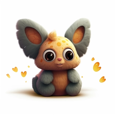 realistic digital painting, clipart of cute plush butterfly toy on white background