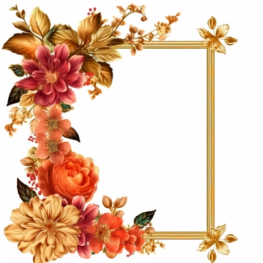 Gold clip art frame PNG clipart gold rectangle with flowers as decoration