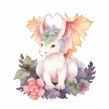 a cute WATERCOLOR dragon mum, WATERCOLOR clipart, isolated white background 8k