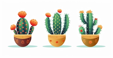clean, cactus design, clip art style on a white background