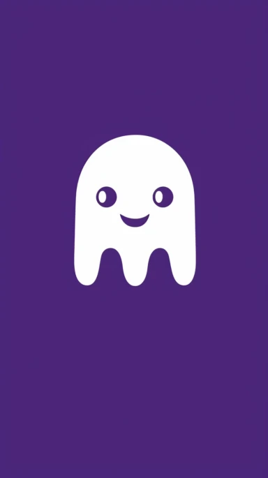Minimalist white on an purple background negative space cuteness, flat, vector, clipart