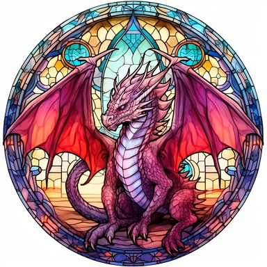 clipart on white background, stained glass dragon, i cant believe how beautiful this is, fantasycore, dragoncore, mysticalcore