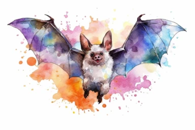 Watercolor, Bat Mammal, clipart, hd, on a white background, spaced out