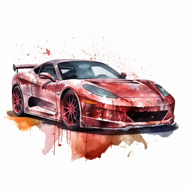 realistic extreme detail watercolour sport car clipart