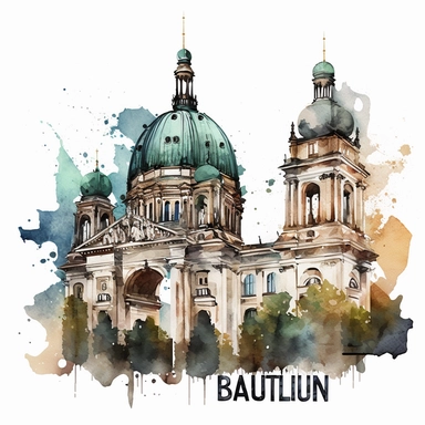 watercolor Berlin, Germany clipart sublimation
