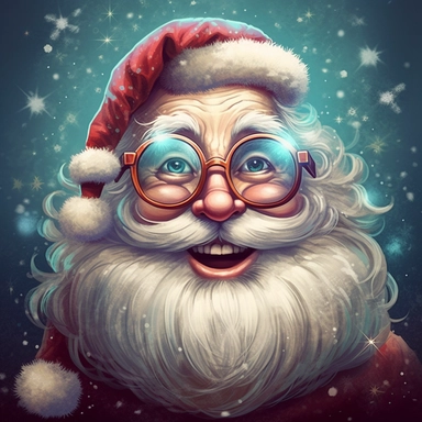 santa laugh and cute big eyes wear big glasses, cute funny laugh detailed digital art, whimsical and cute, cute detailed artwork, glimmering, adorable and whimsical, whimsical art, Clipart style