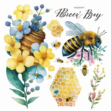 watercolor clip art bee honey comb flowers bee hive watercolor