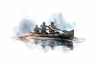 Rowing and canoeing , highly detailed, isolated on white, clipart,