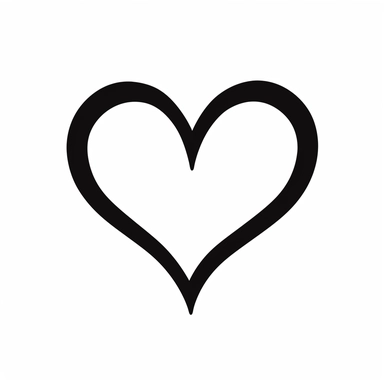 a black and white heart on a white background