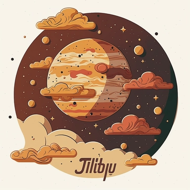 Jupiter, la plus grande planète du système solaire. une grande tache rouge sur Jupiter. With clouds and stars and other little planets, on a solar system drawing, cartoon, clipart style, vector style, comic.[https://cdn.discordapp.com/attachments/1015234000589168650/1100769514926379118/IMG_1395.png](https://cdn.discordapp.com/attachments/1015234000589168650/1100769514926379118/IMG_1395.png)