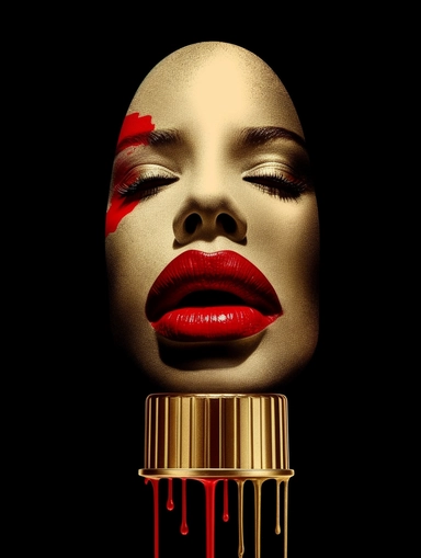 a red lipstick with a bullet sticking out of it, great digital art with details, hiphop urban inspired, clipart icon, author unknown, instagram art, band of gold round, inspired by Robert Fawcett, ballistic, artist unknown, eyecandy,