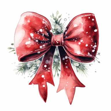 watercolor christmas bow clipart