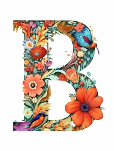 The capital letter B:in the Artistic style, clipart for nursery, vibrant colors,Vector, white background,Solid Background, Sharpness and clarity,masterpiece, trending on Artstation and Dribbble.