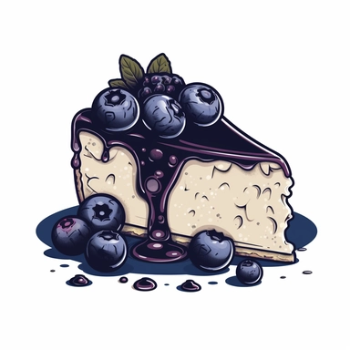 a slice of blueberry cheescake, t-shirt design graphic, vector, logo design, clipart, isolated, no background, .75 gutter