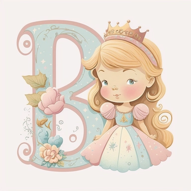 cute disney clipart for childrens book letter P Disney cute happy princess theme pastel colors