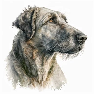 a watercolor art painting of a Irish Wolfhound, clipart, white background