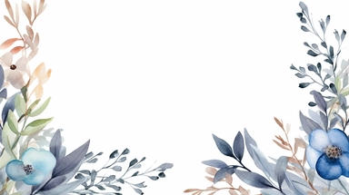 square watercolor leaf frame, clipart, in the style of cottagecore, enchanting bloomcore, high resolution, joyful celebration of nature, white and blue