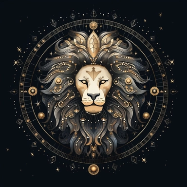 Leo celestial stars zodiac sign beatiful clipart, black background