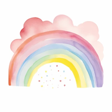 pastel colors, rainbow, clipart, white background