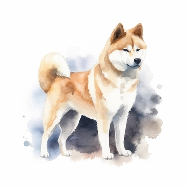 Akita Inu dog, watercolor, sharp illustration clipart, insane detail, white background