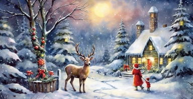 Adorable Christmas scene, clipart, precision painting, vivid colours, white background, I can’t believe how beautiful this is