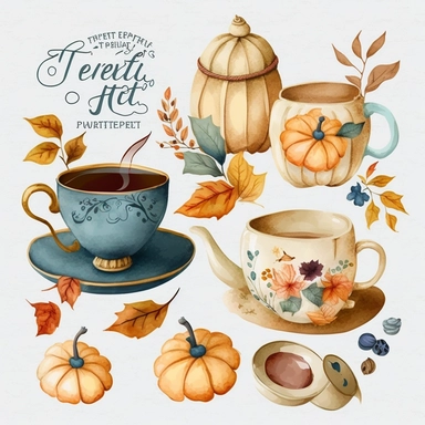 tea party,tea clipart,tea set clipart,tea cup png,tea cup clipart,watercolor teacup,tea time,tea set,fall clipart,autumn tea,autumn watercolor,pumpkin tea,pumpkin spice Watercolor Pumpkin Tea Clipart, autumn and fall holiday tea cups, Thanksgiving pumpkin spice clip art PNG graphics