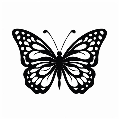 vector illustration, butterfly silhouette, svg, clipart, black outline, black and white, all white background, minimal