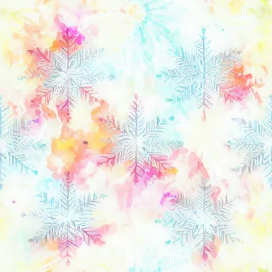 gradient snowflakes pattern simetric, white background in watercolor clipart style