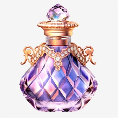 dreamy fairytale fantastic style a lovely perfume bottle with a luxury style a clipart transparent png aesthetic truly timeless elegance premium luxury ornate photo realistic honestly reality consistent quality unique exquisite iridescence individuality array of rich treasured throughout the ages refinement symbolizing luxury glamour allure wonders oluminous quality light in a myriad of enchanting royal jewelry delicate polished sophistication simple fine craftsmanship visual appeal purity calmi
