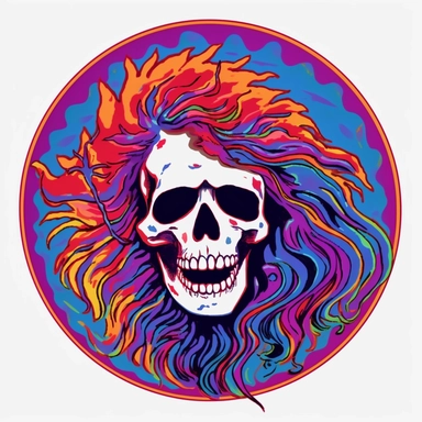 psychedelic grateful dead clipart, no background
