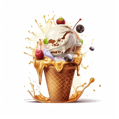 Ice cream Realistic Clipart, Logo Design, High Quality, White Background
