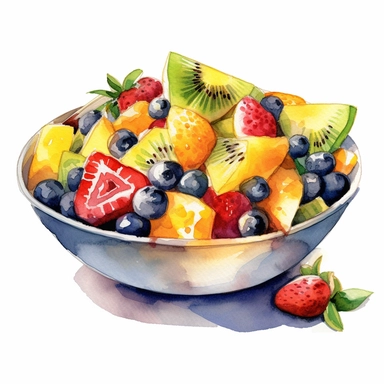 fruit salad watercolor clipart in white background