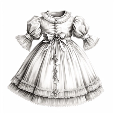 vintage victorian baby dress, clipart, white background