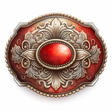 clipart, solid watercolor, realistic, detailed, isolated white background red western belt buckle clipart