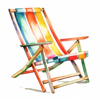 cartoon watercolor summer lawn chair clipart single retro color white background